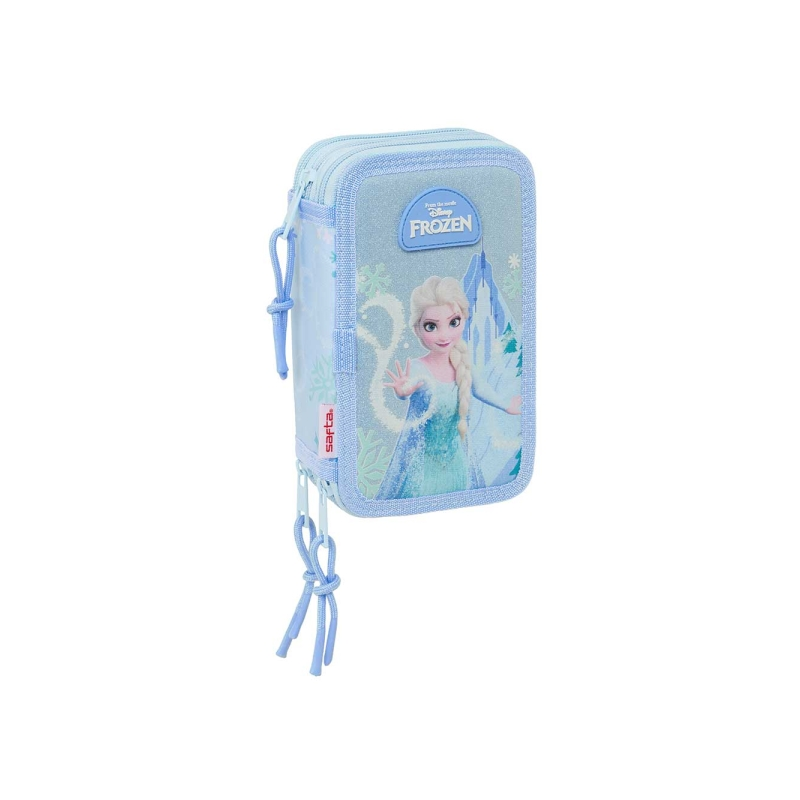 Plumier Frozen Safta 3 étages bleu pastel 37 pièces