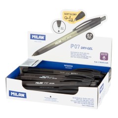 Stylo gel rétractable Milan P07 Dry-Gel noir x25