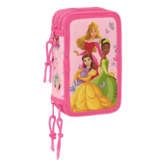 Trousse à crayons rose trois compartiments