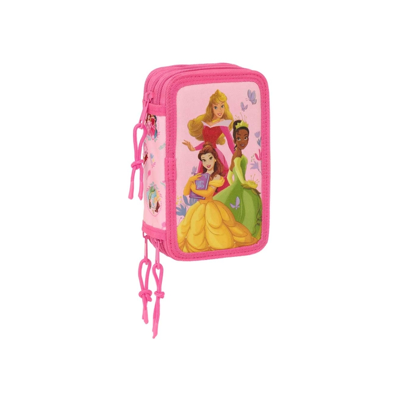 Trousse à crayons Disney Princesses 3 compartiments rose