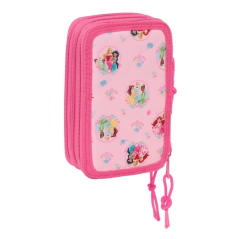 Trousse à crayons Disney Princesses 3 compartiments rose