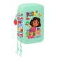 Trousse 3 compartiments Dora Safta menthe 37 pièces