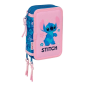 Plumier Stitch 3 étages Safta 37 pièces rose