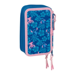 Plumier Stitch 3 étages Safta 37 pièces rose