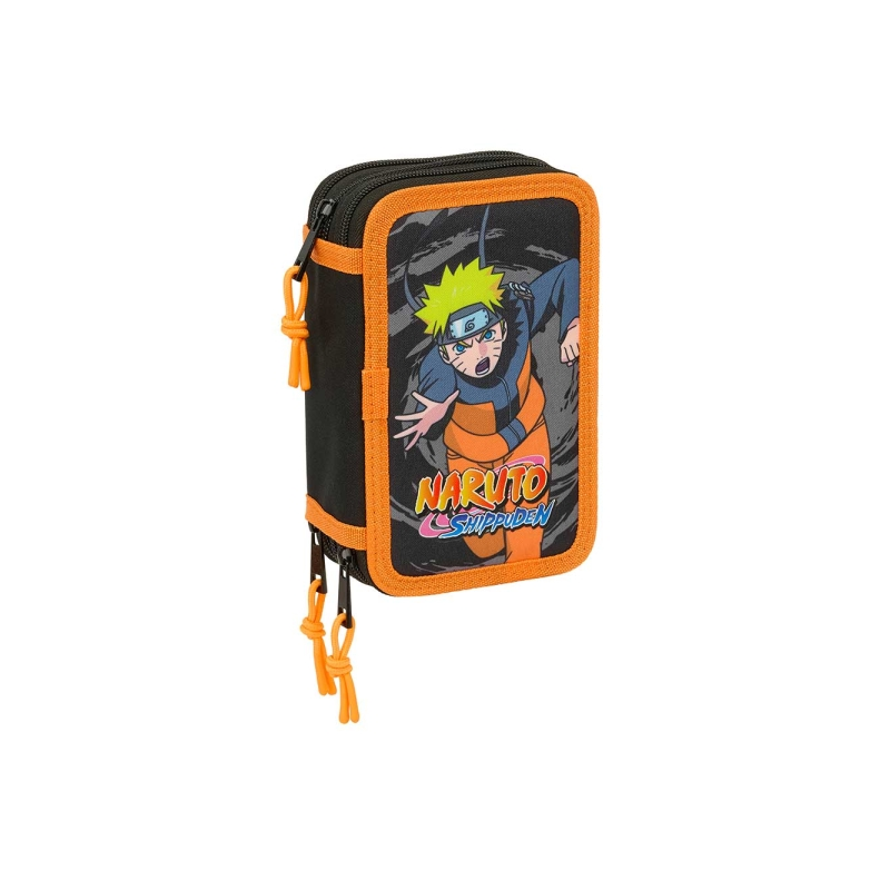 Trousse Naruto 3 compartiments 37 pièces noire Trousse Naruto 3 compartiments 37 pièces noire