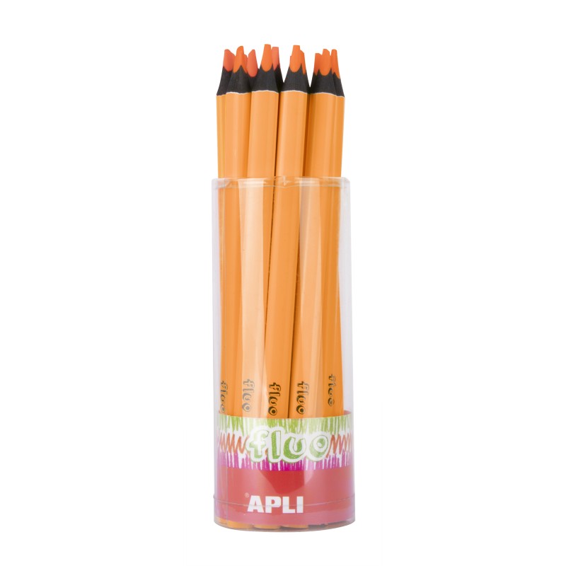 Apli Jumbo Fluor Orange Pencils - 5mm Triangular - Meilleure tenue et couverture - Paquet de 18 unités - Format d'affichage