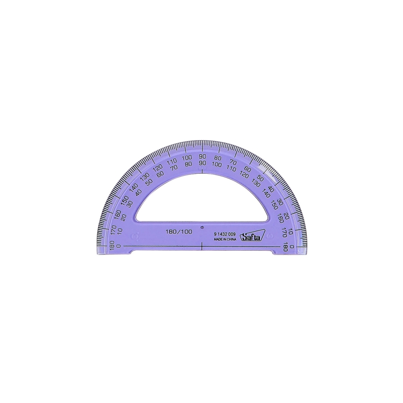 Demi-cercle plastique 9 cm double graduation biseauté assorti