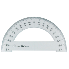 Rapporteur demi-cercle 15 cm transparent double graduation