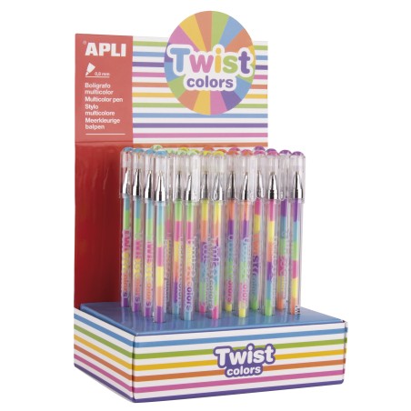 Stylos multicolores Apli en présentoir