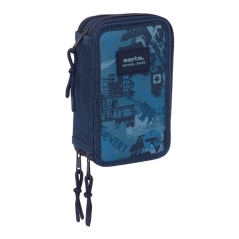 Trousse trois compartiments bleue