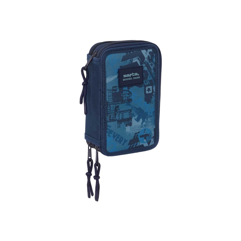 Trousse 3 compartiments 37 pièces bleue 1,3 L