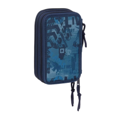 Trousse 3 compartiments 37 pièces bleue 1,3 L