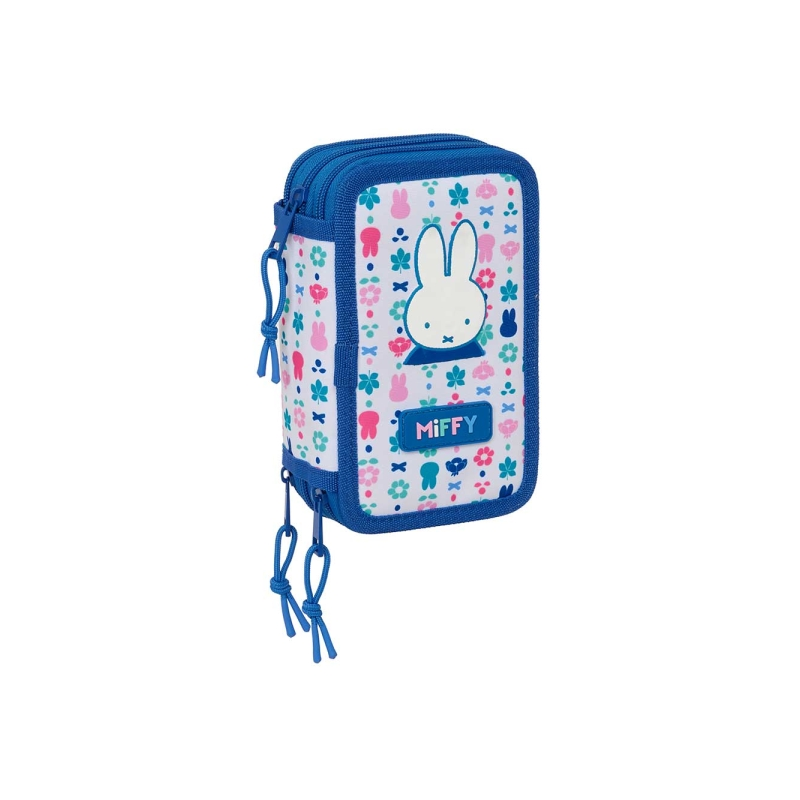 Plumier Miffy Bunny 3 étages, 37 pièces, blanc bleu