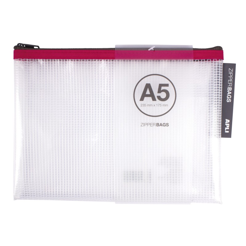 Enveloppes Apli Transparentes Eva Porta-Todo - Format A5 (235x175mm) - Souples, Résistantes et Durables - Fermeture Zip