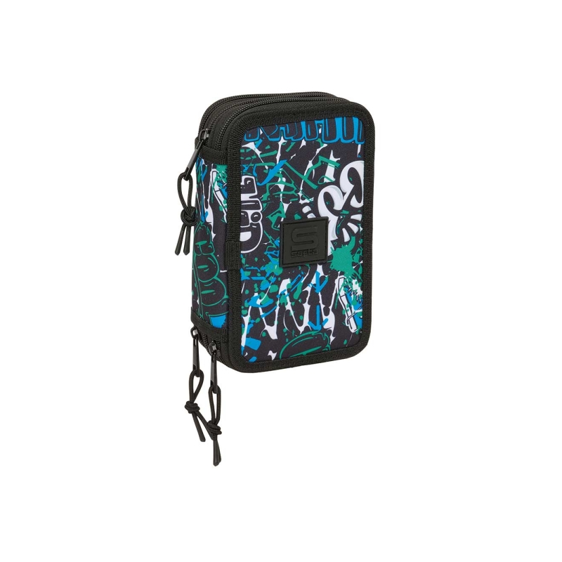 Trousse 3 compartiments Safta Graffiti Go bleu foncé Trousse 3 compartiments Safta Graffiti Go bleu foncé