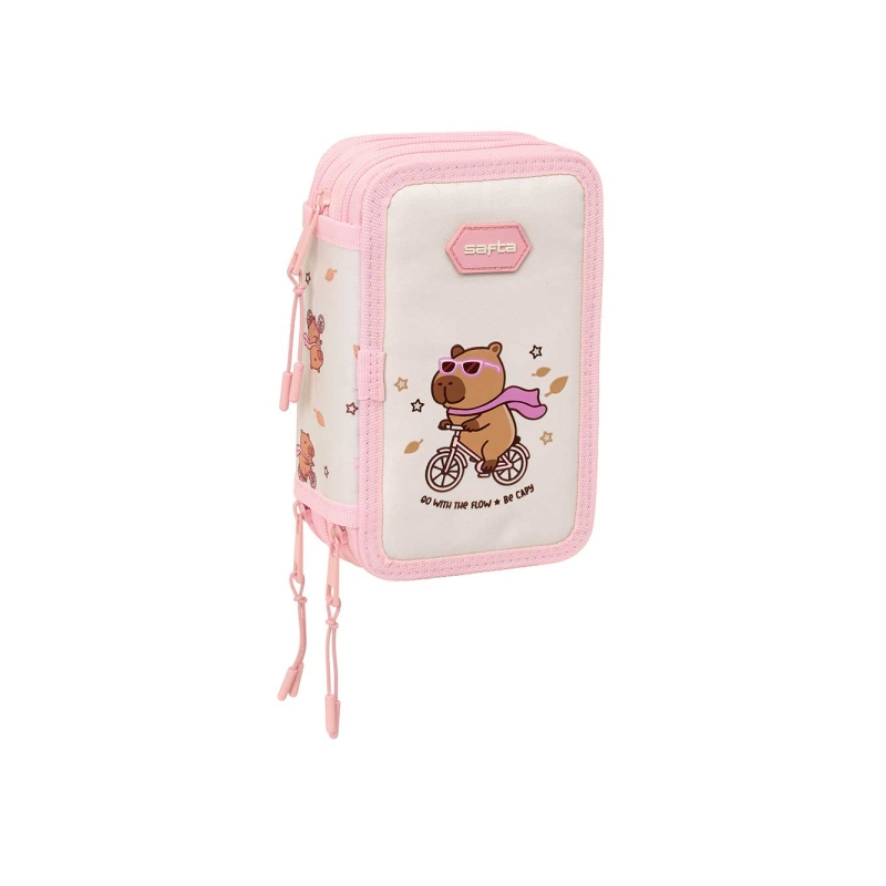 Plumier 3 étages Capybara rose pastel Safta Plumier 3 étages Capybara rose pastel Safta