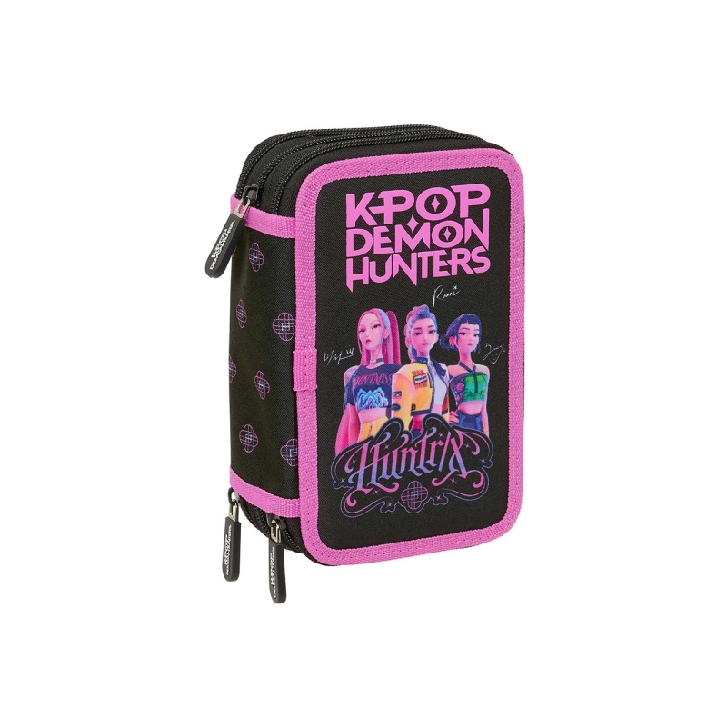 Plumier 3 étages K-Pop Demon Hunters 37 pièces noir rose