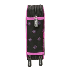 plumier trois étages noir rose