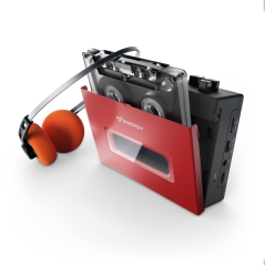 lecteur cassette Bluetooth rouge portable