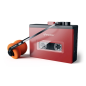 Lecteur cassette portable Bluetooth rouge avec micro Lecteur cassette portable Bluetooth rouge avec micro