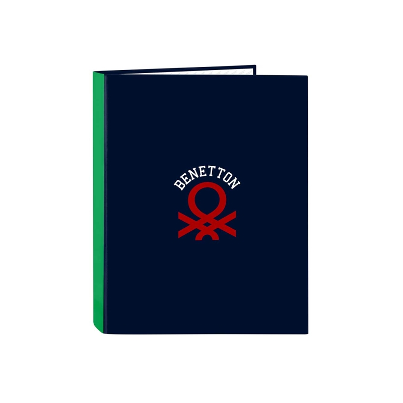 Classeur à anneaux 4 anneaux Benetton bleu marine