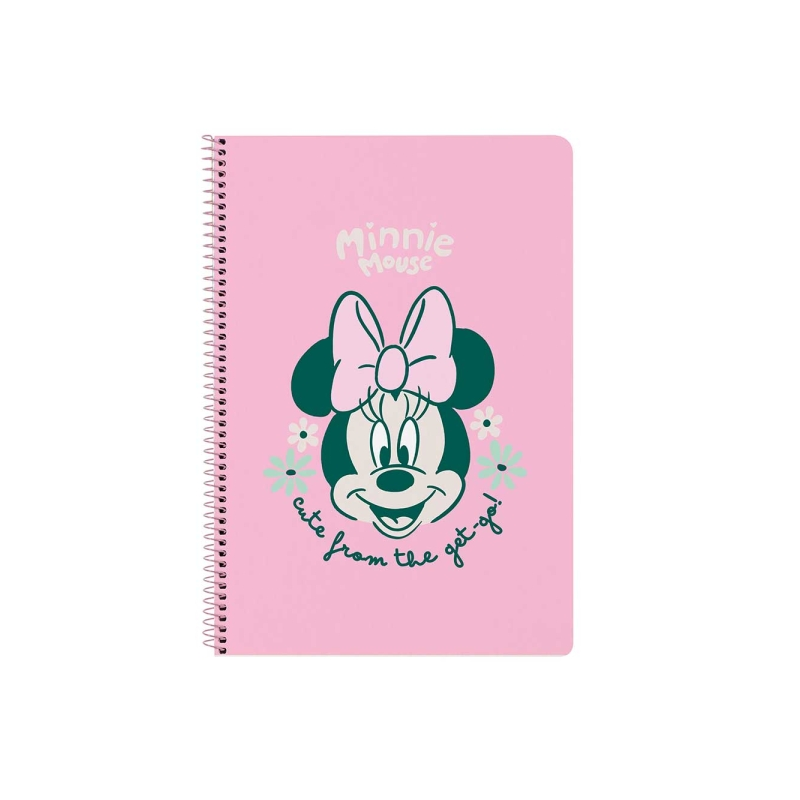 Cahier spirale Minnie Mouse folio 80 feuilles rose pastel