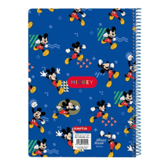Cahier spirale Mickey Mouse A6 80 feuilles bleu 4x4 mm