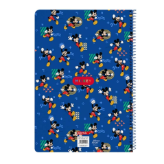 Cahier spirale Mickey Mouse 80 pages bleu quadrillé 4x4