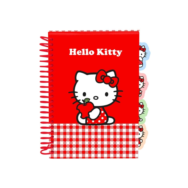 Bloc-notes Hello Kitty A5 spirale rouge et blanc