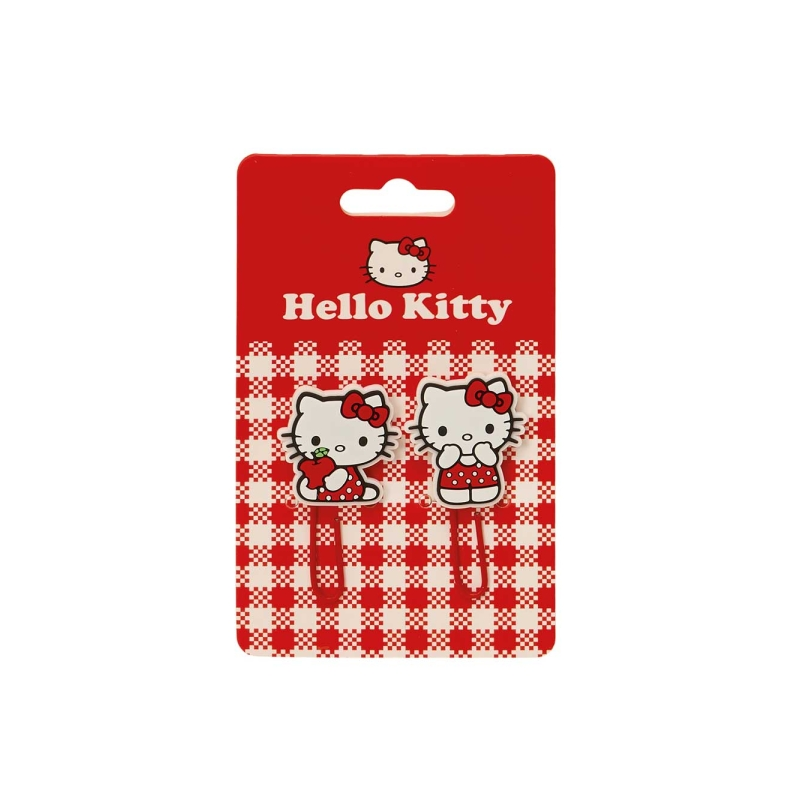 Lot de 2 clips Hello Kitty rouge et blanc Lot de 2 clips Hello Kitty rouge et blanc