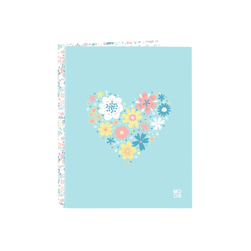 Classeur à anneaux Safta Moos Fiori bleu clair