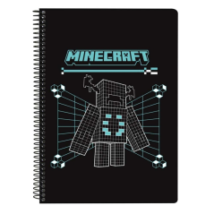 Cahier spirale Minecraft noir quadrillé