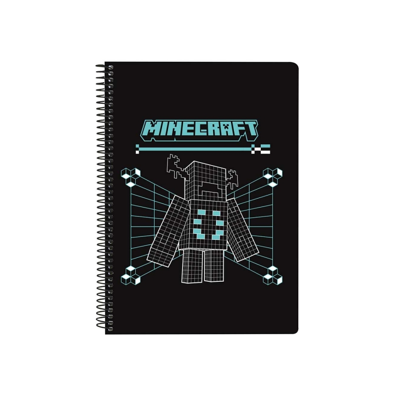 Cahier spirale Minecraft A4 80 pages quadrillé noir Cahier spirale Minecraft A4 80 pages quadrillé noir