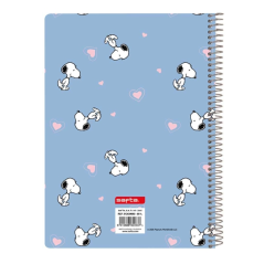 Cahier spirale Snoopy A6 80 feuilles bleu 4x4 mm