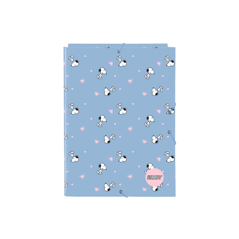 Pochette 3 rabats rigide Snoopy bleu Safta