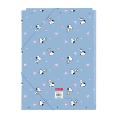 Pochette 3 rabats rigide Snoopy bleu Safta