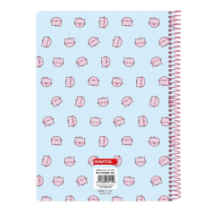 Cahier spirale Safta Pembe Le Chat rose bleu clair