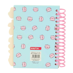 Carnet Safta Chat Rose A6 80 feuilles bleu clair