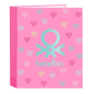 Classeur à anneaux 4 anneaux 40 mm rose Benetton Heart Classeur à anneaux 4 anneaux 40 mm rose Benetton Heart