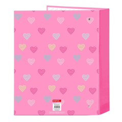 Classeur à anneaux 4 anneaux 40 mm rose Benetton Heart