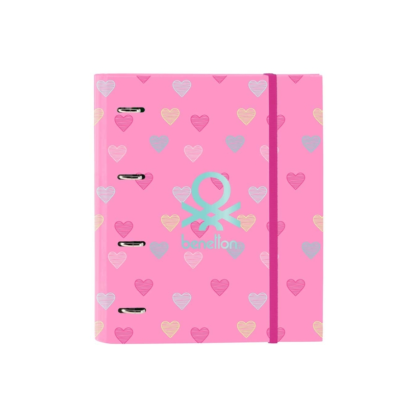 Classeur à anneaux Benetton Heart 35 mm rose rigide Classeur à anneaux Benetton Heart 35 mm rose rigide