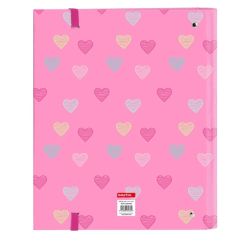 Classeur à anneaux Benetton Heart 35 mm rose rigide