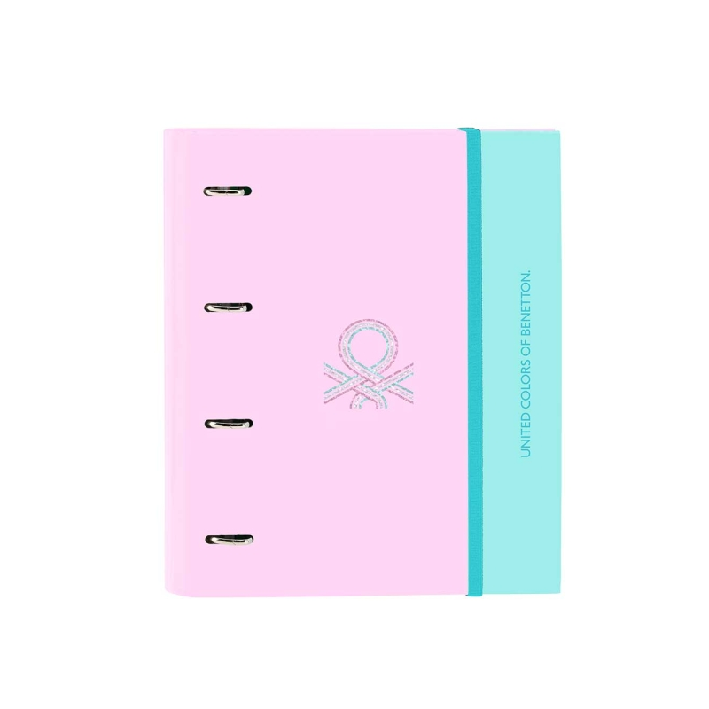 Classeur à anneaux Benetton rose 35 mm couverture rigide Classeur à anneaux Benetton rose 35 mm couverture rigide