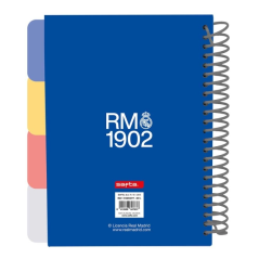 Bloc-notes A5 Real Madrid 80 pages à spirale blanc