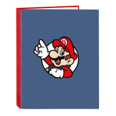 Classeur quatre anneaux rouge bleu