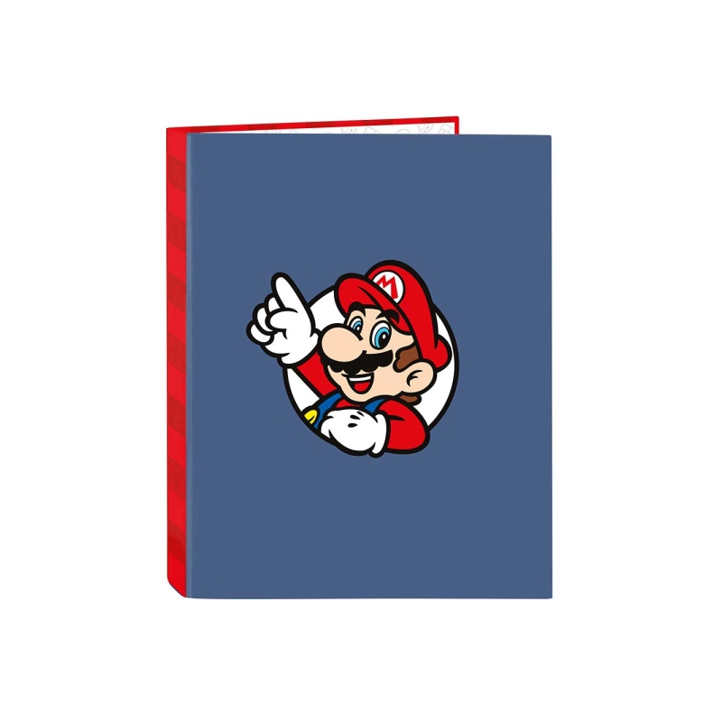 Classeur 4 anneaux Super Mario 25 mm rouge et bleu Classeur 4 anneaux Super Mario 25 mm rouge et bleu