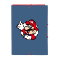 Chemise folio Super Mario 3 rabats rouge et bleu 26 x 33,5 cm