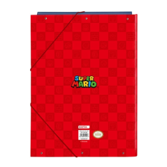 Chemise folio Super Mario 3 rabats rouge et bleu 26 x 33,5 cm