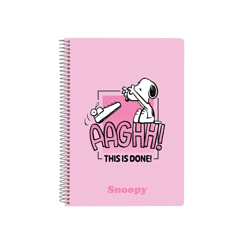 Cahier spirale A5 quadrillé Snoopy rose Safta Cahier spirale A5 quadrillé Snoopy rose Safta