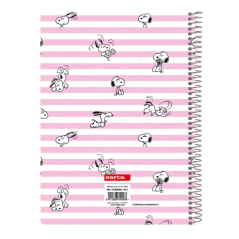 Cahier spirale A5 quadrillé Snoopy rose Safta